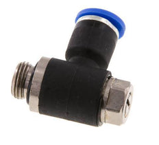Codo de salida del silenciador de control de flujo 6 mm - G1/8'' Latón/PA 66 Tornillo ranurado