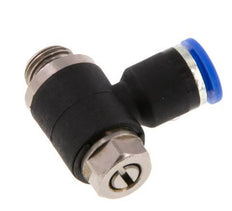 Codo de salida del silenciador de control de flujo 6 mm - G1/8'' Latón/PA 66 Tornillo ranurado