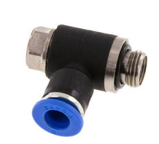 Codo de salida del silenciador de control de flujo 6 mm - G1/8'' Latón/PA 66 Tornillo ranurado