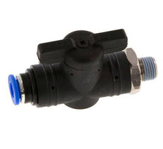 Válvula de bola recta de 2 vías 6 mm - R1/8'' Plástico/Latón