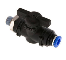 Válvula de bola recta de 2 vías 6 mm - R1/8'' Plástico/Latón