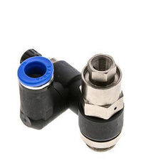 Silenciador de control de flujo Medidor de salida giratorio de 10 mm - G3/8''-G1/8'' Latón/PA 66 con válvula de retención accionada por piloto