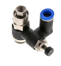 Silenciador de control de flujo Medidor de salida giratorio de 10 mm - G3/8''-G1/8'' Latón/PA 66 con válvula de retención accionada por piloto