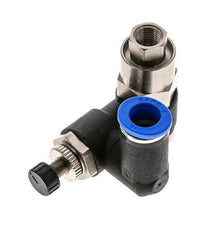 Silenciador de control de flujo Medidor de salida giratorio de 10 mm - G3/8''-G1/8'' Latón/PA 66 con válvula de retención accionada por piloto