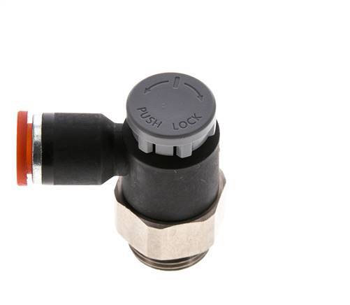 Válvula de control de flujo Codo de medición 8 mm - G3/8'' Latón/PA 66 Tuerca de seguridad