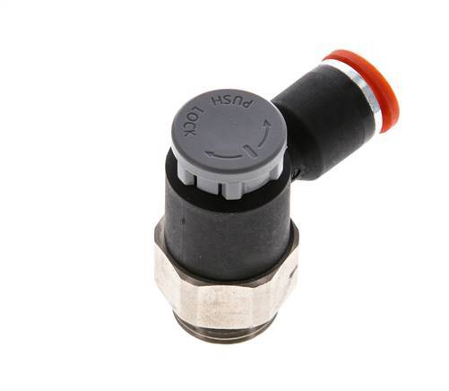 Válvula de control de flujo Codo de medición 8 mm - G3/8'' Latón/PA 66 Tuerca de seguridad