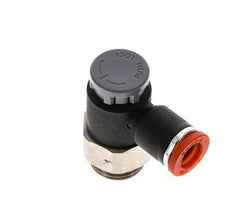 Válvula de control de flujo Codo de medición 8 mm - G3/8'' Latón/PA 66 Tuerca de seguridad