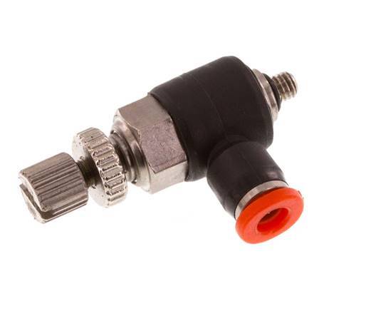 Silenciador de control de flujo Codo de entrada de medidor 3 mm - M3 Latón/PBT