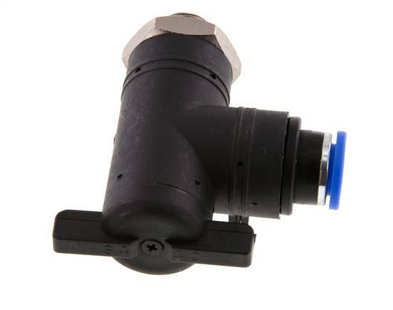 Válvula de bola de codo de 2 vías 10 mm - G1/4'' Plástico/Latón