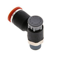 Válvula de control de flujo Codo de medición 8 mm - R1/8'' Latón/PA 66 Tuerca de seguridad