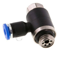 Codo de salida del silenciador de control de flujo 4 mm - G1/8'' Latón/PA 66 Tornillo ranurado