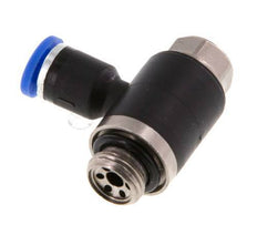 Codo de salida del silenciador de control de flujo 4 mm - G1/8'' Latón/PA 66 Tornillo ranurado