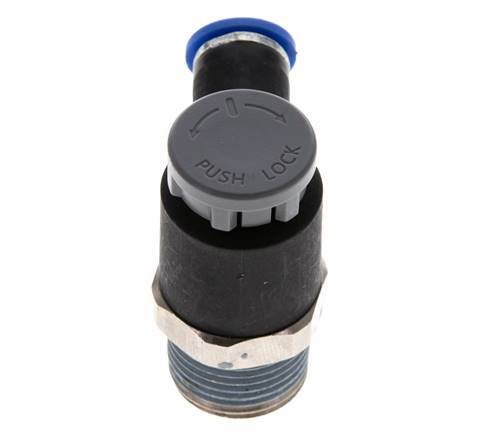 Válvula de control de flujo Codo de salida del medidor 6 mm - R3/8'' Latón/PA 66 Tuerca de seguridad