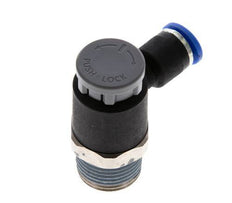 Válvula de control de flujo Codo de salida del medidor 6 mm - R3/8'' Latón/PA 66 Tuerca de seguridad