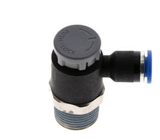 Válvula de control de flujo Codo de salida del medidor 6 mm - R3/8'' Latón/PA 66 Tuerca de seguridad