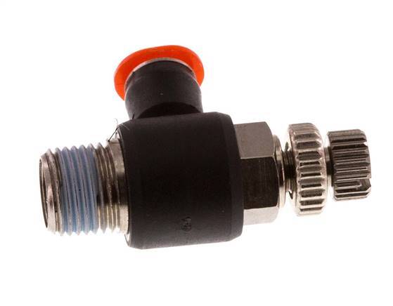 Silenciador de control de flujo Codo de entrada de medidor 4 mm - R1/8'' Latón/PBT