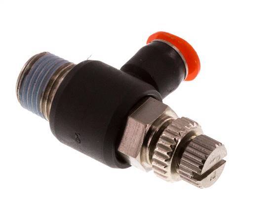 Silenciador de control de flujo Codo de entrada de medidor 4 mm - R1/8'' Latón/PBT