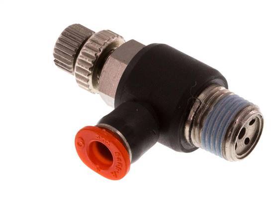 Silenciador de control de flujo Codo de entrada de medidor 4 mm - R1/8'' Latón/PBT
