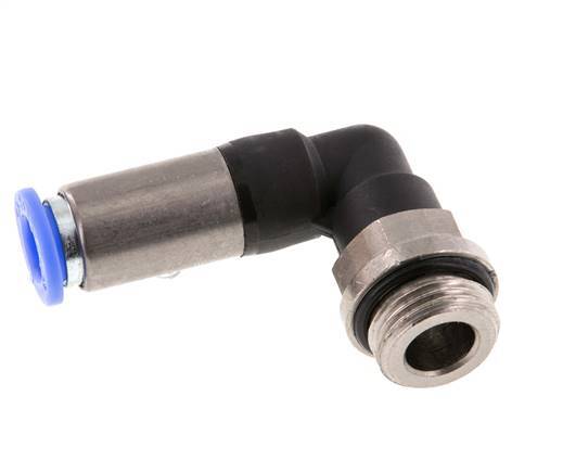 Racor rápido 8mm y G3/8'' Codo autoblocante macho Latón/PBT 0-10bar (0-145psi)