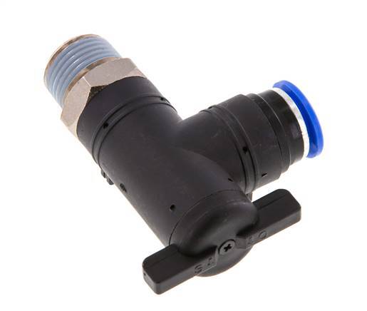 Válvula de bola de codo de 2 vías 12 mm - R1/2'' Plástico/Latón