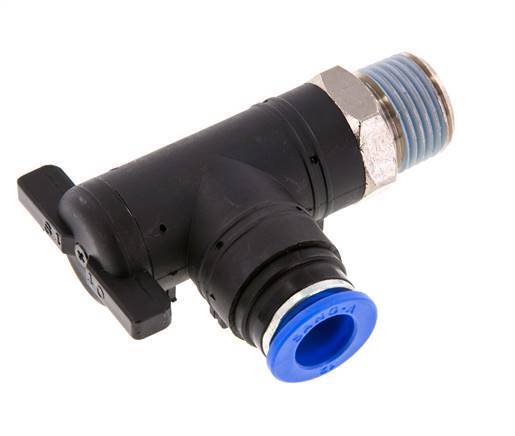 Válvula de bola de codo de 2 vías 12 mm - R1/2'' Plástico/Latón