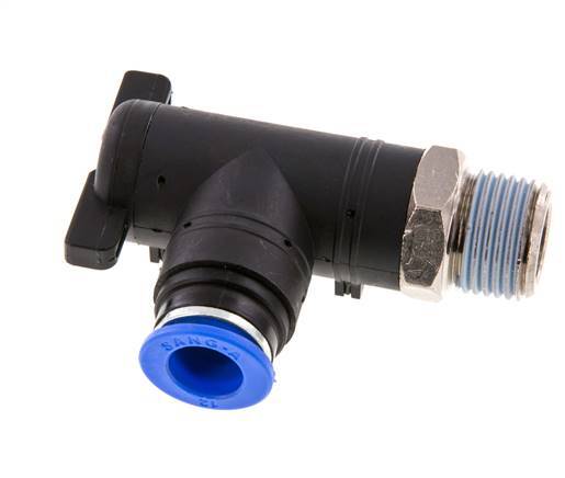Válvula de bola de codo de 2 vías 12 mm - R1/2'' Plástico/Latón