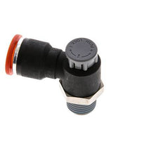 Válvula de control de flujo Codo de entrada al medidor 10 mm - R1/4'' Latón/PA 66 Tuerca de seguridad