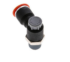 Válvula de control de flujo Codo de entrada al medidor 10 mm - R1/4'' Latón/PA 66 Tuerca de seguridad