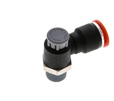 Válvula de control de flujo Codo de entrada al medidor 10 mm - R1/4'' Latón/PA 66 Tuerca de seguridad