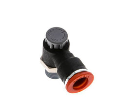 Válvula de control de flujo Codo de entrada al medidor 10 mm - R1/4'' Latón/PA 66 Tuerca de seguridad