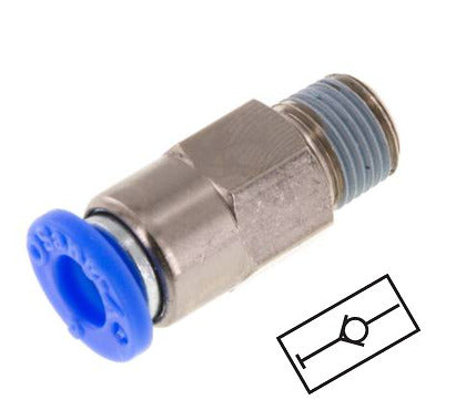 Racor rápido de 8 mm y R1/4'' macho con cierre automático de latón/PBT 0-10bar (0-145psi) [2 piezas]