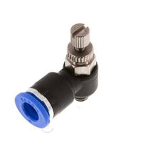 Codo de salida del silenciador de control de flujo 6 mm - M5 Latón/PA 66