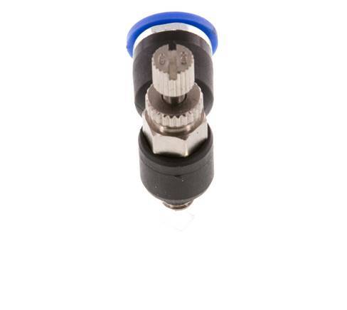 Codo de salida del silenciador de control de flujo 6 mm - M5 Latón/PA 66