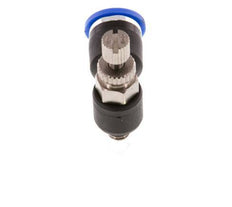 Codo de salida del silenciador de control de flujo 6 mm - M5 Latón/PA 66