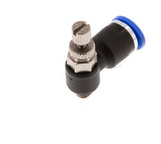 Codo de salida del silenciador de control de flujo 6 mm - M5 Latón/PA 66