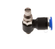 Codo de salida del silenciador de control de flujo 6 mm - M5 Latón/PA 66