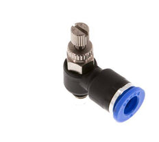 Codo de salida del silenciador de control de flujo 6 mm - M5 Latón/PA 66