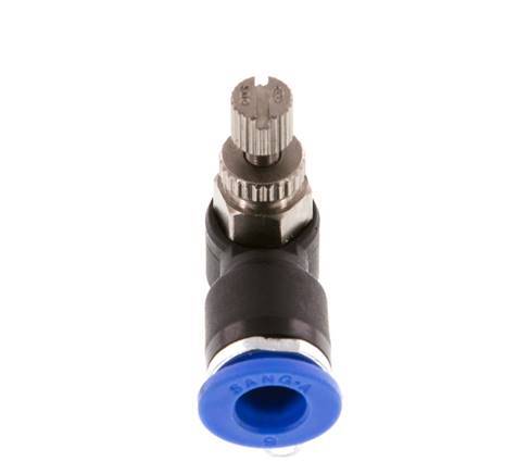 Codo de salida del silenciador de control de flujo 6 mm - M5 Latón/PA 66