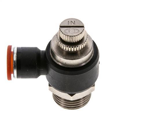 Silenciador de control de flujo Codo de entrada del medidor 10 mm - G1/2'' Latón/PA 66