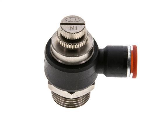 Silenciador de control de flujo Codo de entrada del medidor 10 mm - G1/2'' Latón/PA 66