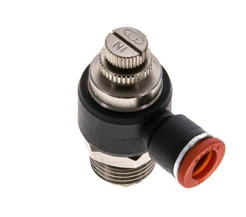 Silenciador de control de flujo Codo de entrada del medidor 10 mm - G1/2'' Latón/PA 66