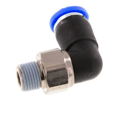 Codo de 6 mm y R1/8'' Junta giratoria con rosca macho latón niquelado/PBT NBR giratorio
