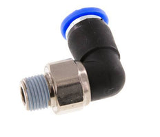 Codo de 6 mm y R1/8'' Junta giratoria con rosca macho latón niquelado/PBT NBR giratorio