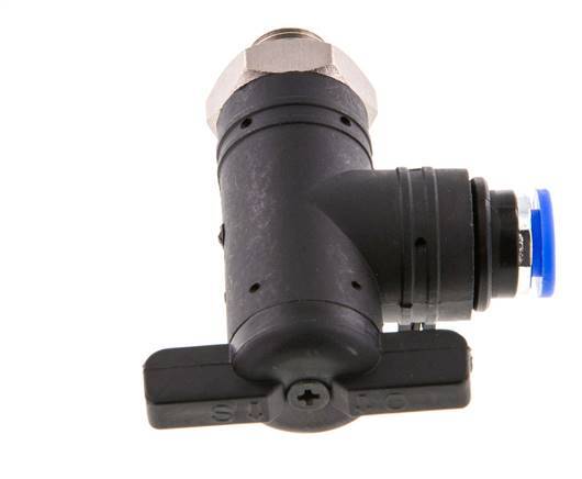 Válvula de bola de codo de 2 vías 6 mm - G1/8'' Plástico/Latón