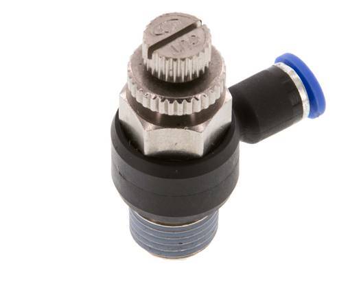 Silenciador de control de flujo Codo de salida de medidor 4 mm - R1/4'' Latón/PA 66