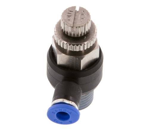 Silenciador de control de flujo Codo de salida de medidor 4 mm - R1/4'' Latón/PA 66