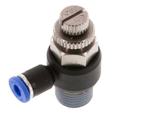 Silenciador de control de flujo Codo de salida de medidor 4 mm - R1/4'' Latón/PA 66