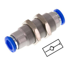 Racor rápido de 4 mm con cierre automático de latón/PBT Pasamuros 0-10bar (0-145psi)