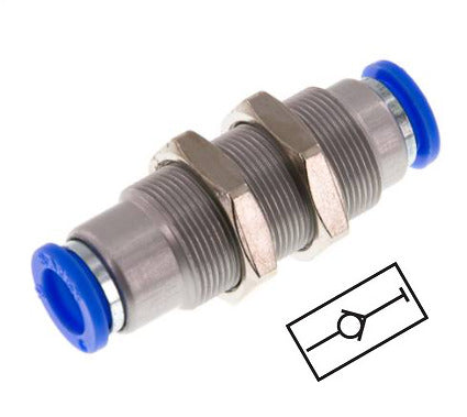 Racor rápido de 8 mm con cierre automático de latón/PBT Pasamuros 0-10bar (0-145psi)