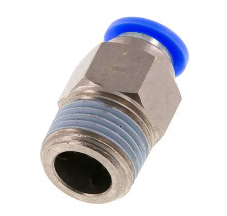 Racor rápido de 10 mm y R1/2'' macho con cierre automático de latón/PBT 0-10bar (0-145psi)